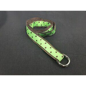 Eliza B Ribbon Belt D Ring Green Brown Polka Dot Large